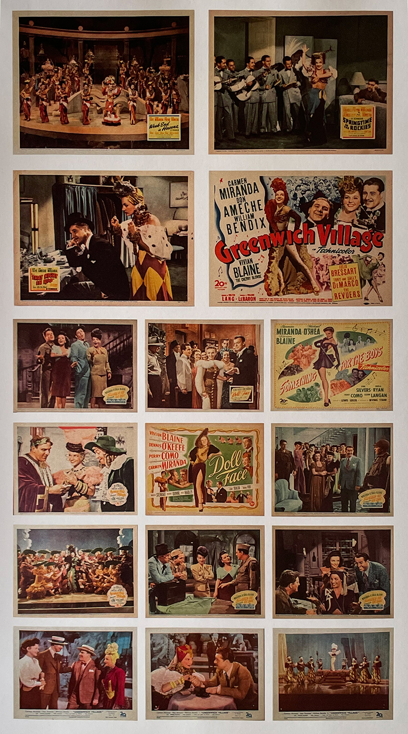 Conjunto de 16 Lobby Cards de filmes variados de Carmen Miranda